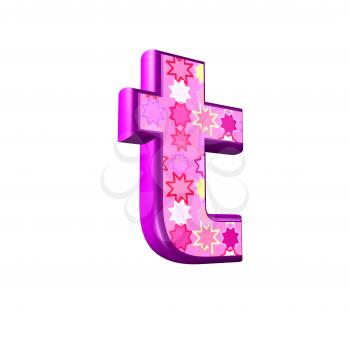 3d pink letter isolated on a white background - t