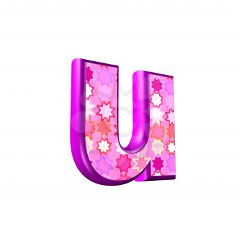 3d pink letter isolated on a white background - u