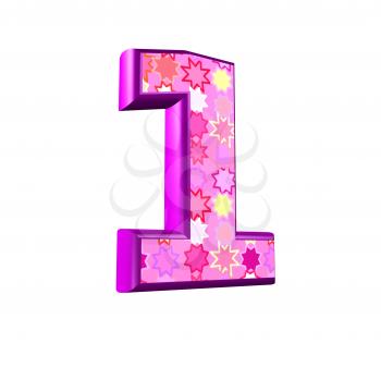 3d pink digit isolated on a white background - 1