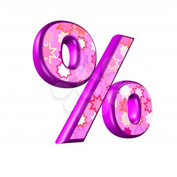3d pink percent sign isolated on white background