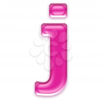 pink jelly letter isolated on white background - j