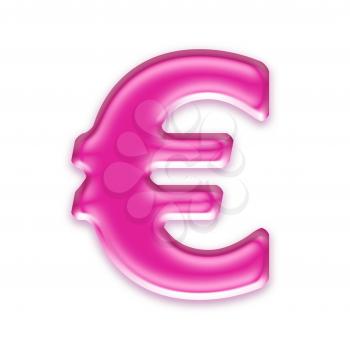 pink jelly currency sign isolated on white background - euro