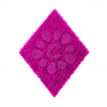 3d pink fur diamond isolated on a white background