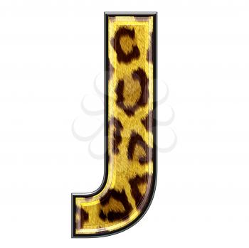 3d letter with panther skin texture - J