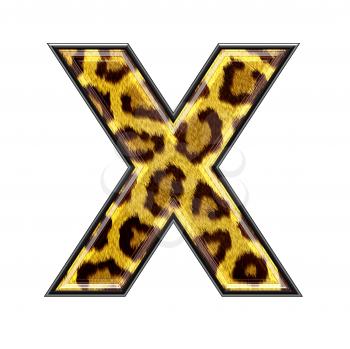 3d letter with panther skin texture - X