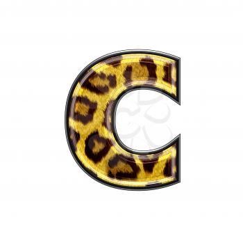 3d letter with panther skin texture - C