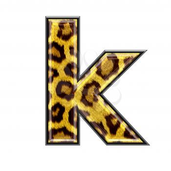 3d letter with panther skin texture - K