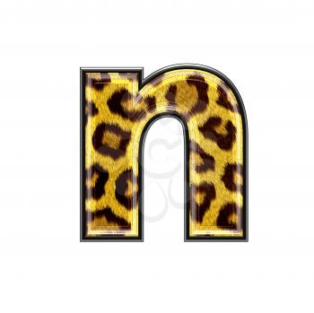 3d letter with panther skin texture - N