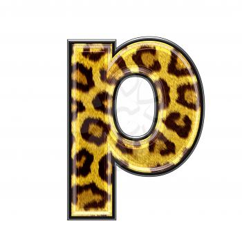 3d letter with panther skin texture - P