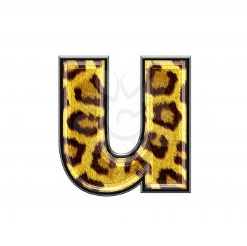 3d letter with panther skin texture - U