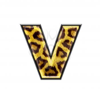 3d letter with panther skin texture - V