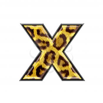3d letter with panther skin texture - X