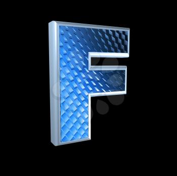 abstract 3d letter with blue pattern texture - F