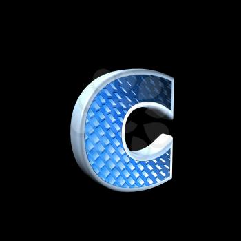 abstract 3d letter with blue pattern texture - C