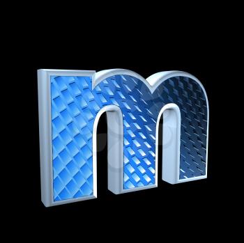 abstract 3d letter with blue pattern texture - M