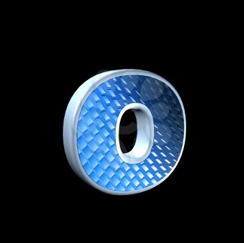 abstract 3d letter with blue pattern texture - O