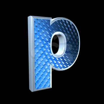 abstract 3d letter with blue pattern texture - P
