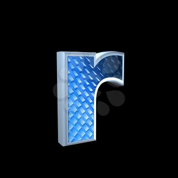 abstract 3d letter with blue pattern texture - R