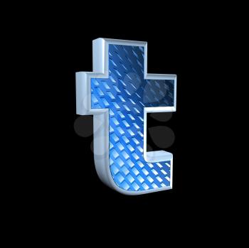 abstract 3d letter with blue pattern texture - T