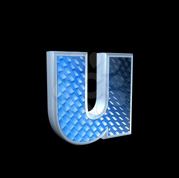 abstract 3d letter with blue pattern texture - U