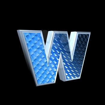 abstract 3d letter with blue pattern texture - W