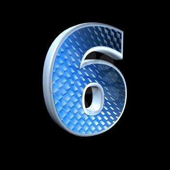abstract 3d digit with blue pattern texture - 6
