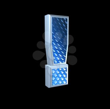 abstract 3d sign with blue pattern texture - exclamation point