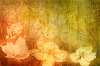 vintage picture of flowers on grunge background