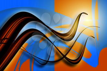 An abstract and colored 3d wave