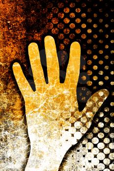 Grunge communication background - human hand