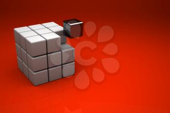 Abstract 3d background - Cube on red background