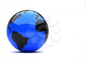 3d blue earth on white background