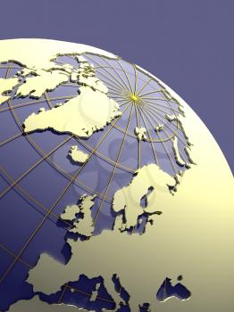 earth with extruded continents - 3d illustration