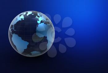 3d earth on blue background