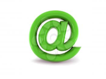 Green email sign against white background