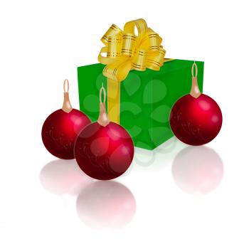 Royalty Free Clipart Image of a Gift Box With Ornaments