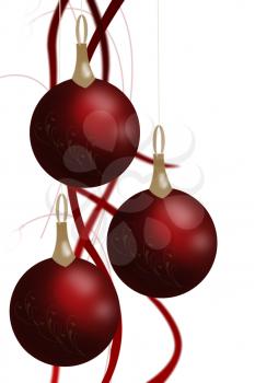 Royalty Free Clipart Image of Hangning Christmas Ornaments