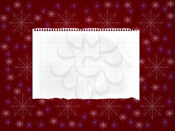 Royalty Free Clipart Image of a Snowflake Background With a Paper in the Centre