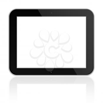 Mobile Tablet PC with Blank Screen with Shadows Isolated on White Background. Highly Detailed Illustration.