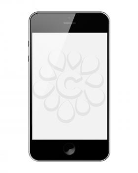 Mobile Smart Phone with Blank Screen Isolated on White Background. Highly Detailed Illustration.