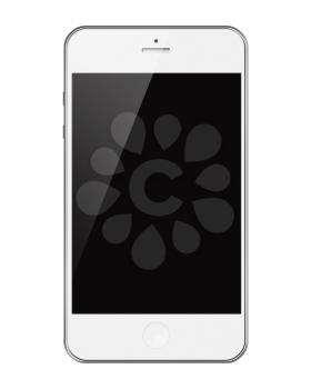Mobile Smart Phone with Black Screen Isolated on White Background. Highly Detailed Illustration.