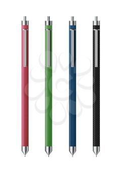 Set of Automatic Pencils Isolated on White Background. Illustration with High Detail.