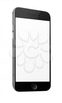 Mobile smart phone with white screen isolated on white background. Highly detailed illustration.
