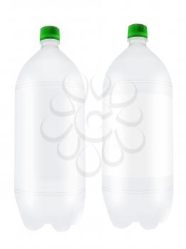 Empty two liter plastic bottles isolated on white background. Highly detailed illustration.