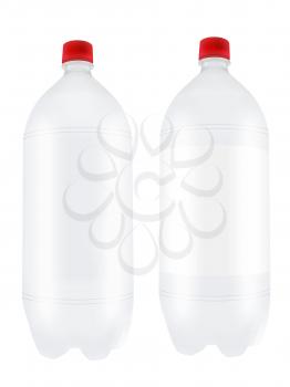 Empty two liter plastic bottles isolated on white background. Highly detailed illustration.
