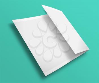 Blank trifold brochure / zigzag folded flyeron  trendy background with shadows. Highly detailed illustration.