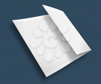 Blank trifold brochure / zigzag folded flyeron  trendy background with shadows. Highly detailed illustration.