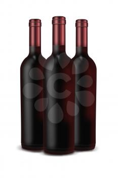 Bottles of wine isolated on white background. Highly detailed illustration.