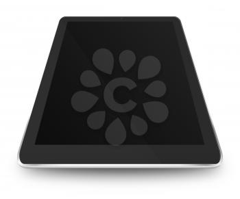 Tablet computer with black screen and shodows isolated on white background. Highly detailed illustration.
