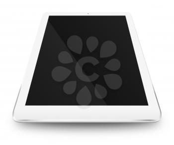 Tablet computer with black screen and shodows isolated on white background. Highly detailed illustration.
